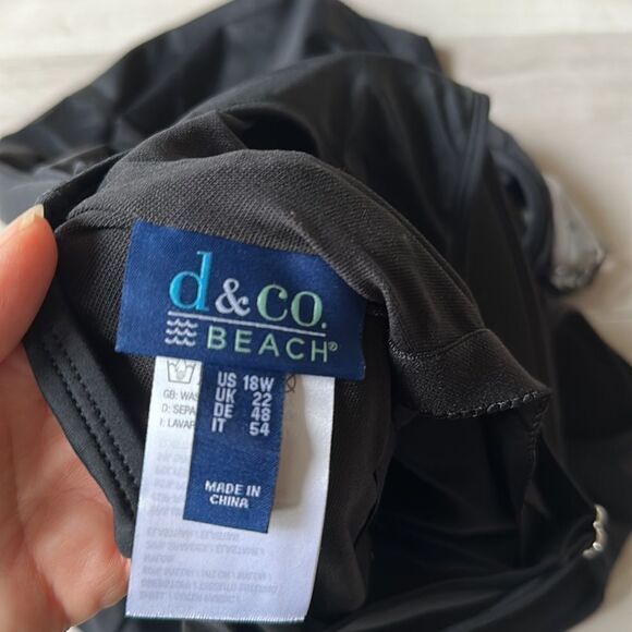 Denim & Co. Beach V-Neck Wrap Front Swim Dress Black 18W‎ NWT IN PACKAGING - Picture 8 of 8